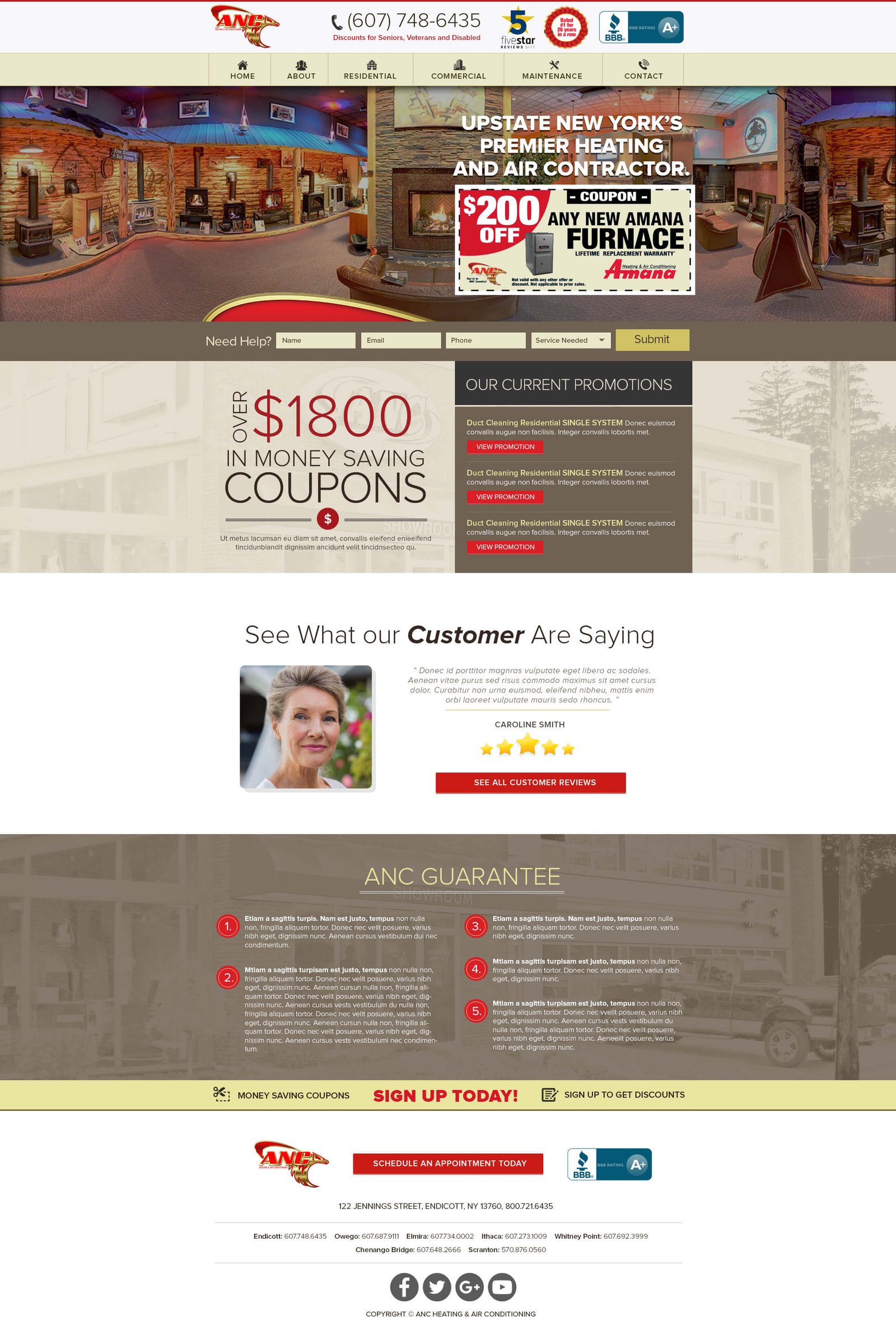 ANC heating website screenshot