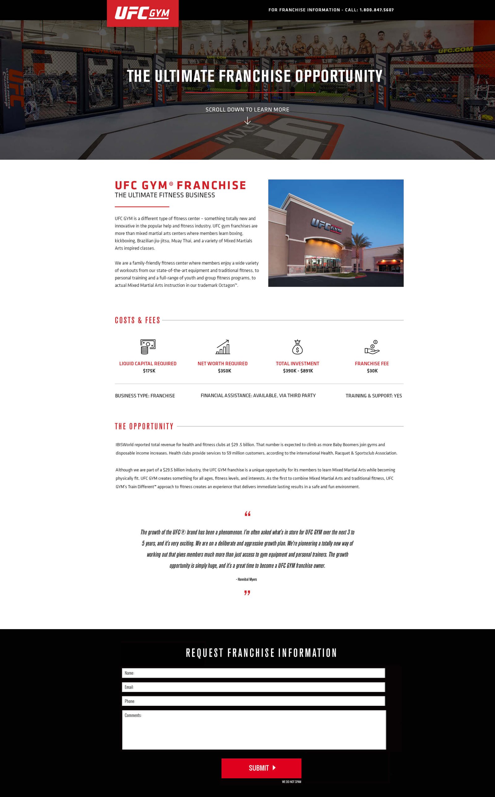 UFC Gym website screenshot